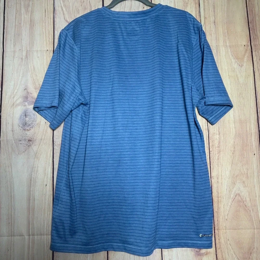 The North Face T-Shirt Mens L Blue Striped FlashDry Performance Gorpcore Hiking